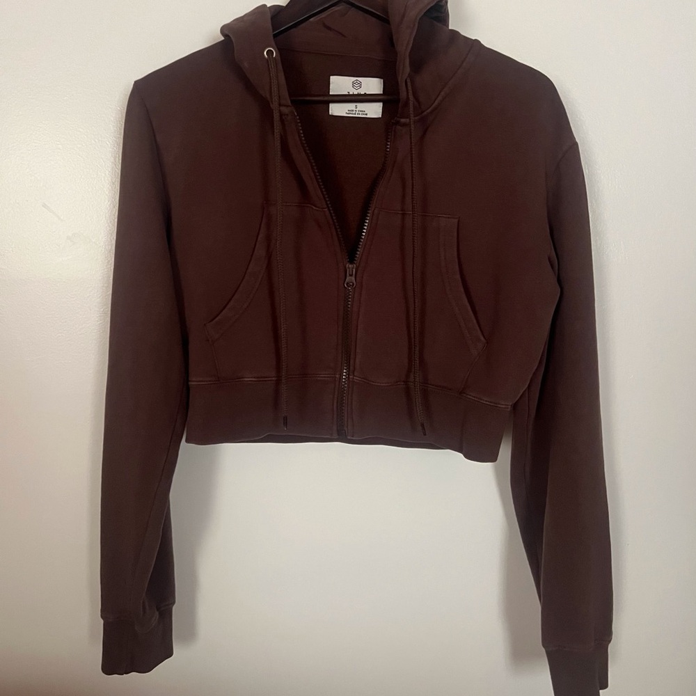 Zine Clothing Brown Zip Up Sweater with Hood Women’s Size Small